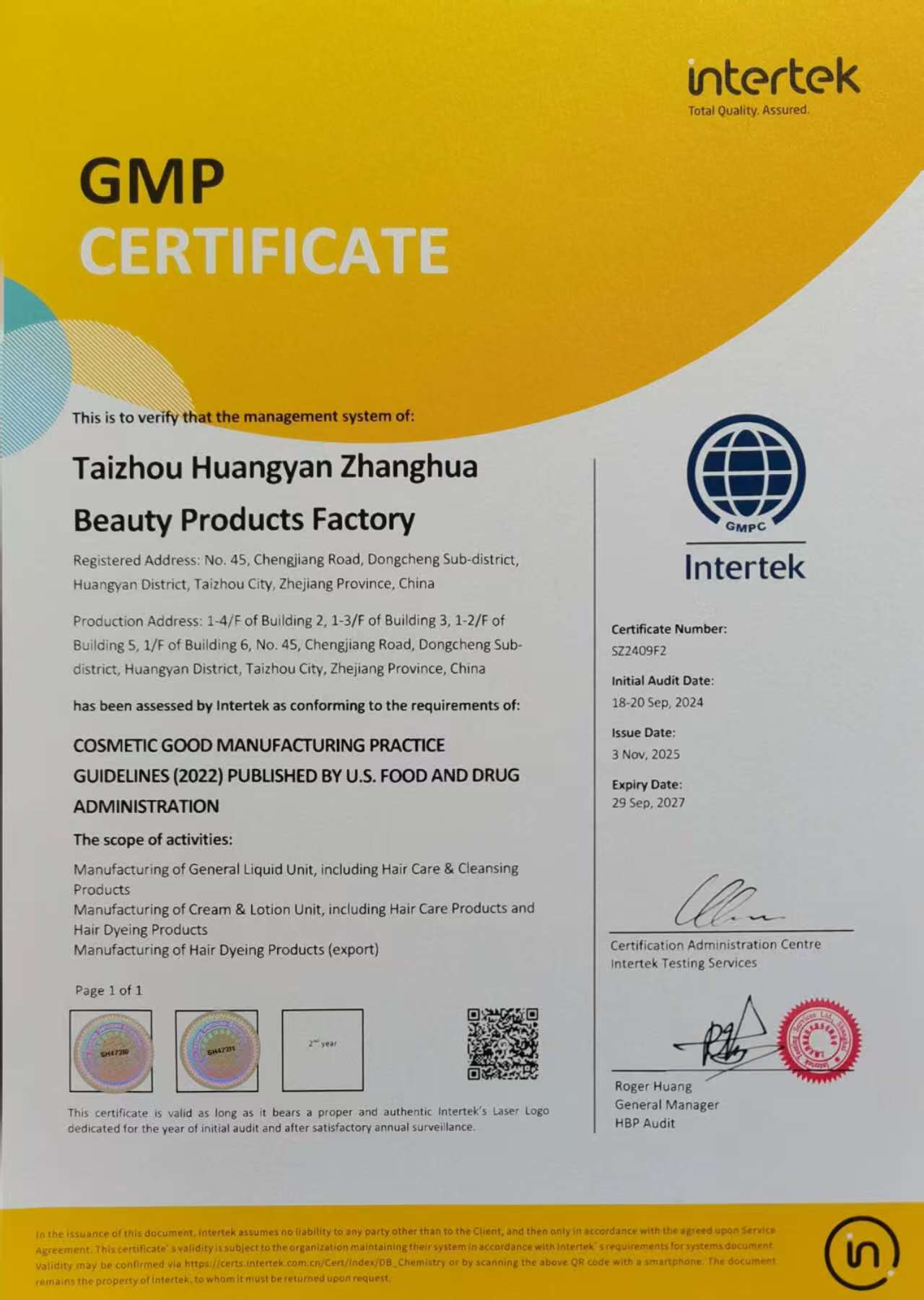 Cosmetic GMP — U.S. FDA Guidelines (2022)